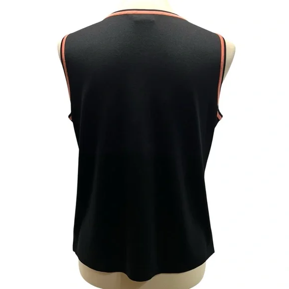 Misook 2 Piece Black Tank & Jacket Coral Trim Women’s Small/Medium - Picture 11 of 12
